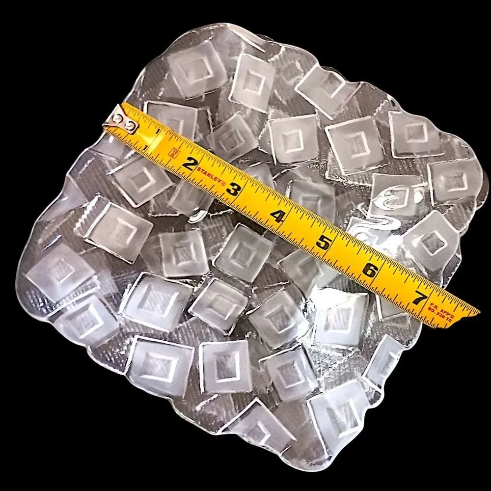 2 Mikasa Clear Glass Plates Side Frosted Square‎ Design Geometric Salad Snack